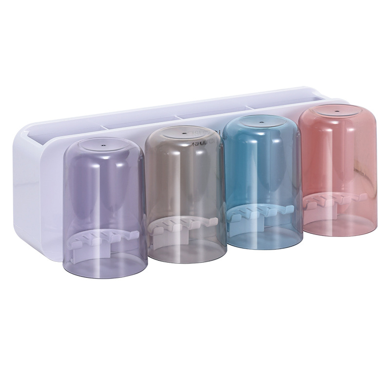 Estante de cepillo de dientes sin ponche taza de cepillo de dientes enjuague bucal Copa estante montado en la pared baño montado en la pared traje familiar eléctrico