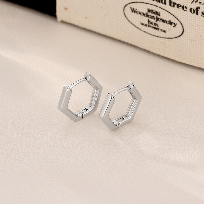 Earrings Men's Hexagonal Ear Buckle Ear Studs Ear Ring Niche Design Female Street Earrings
