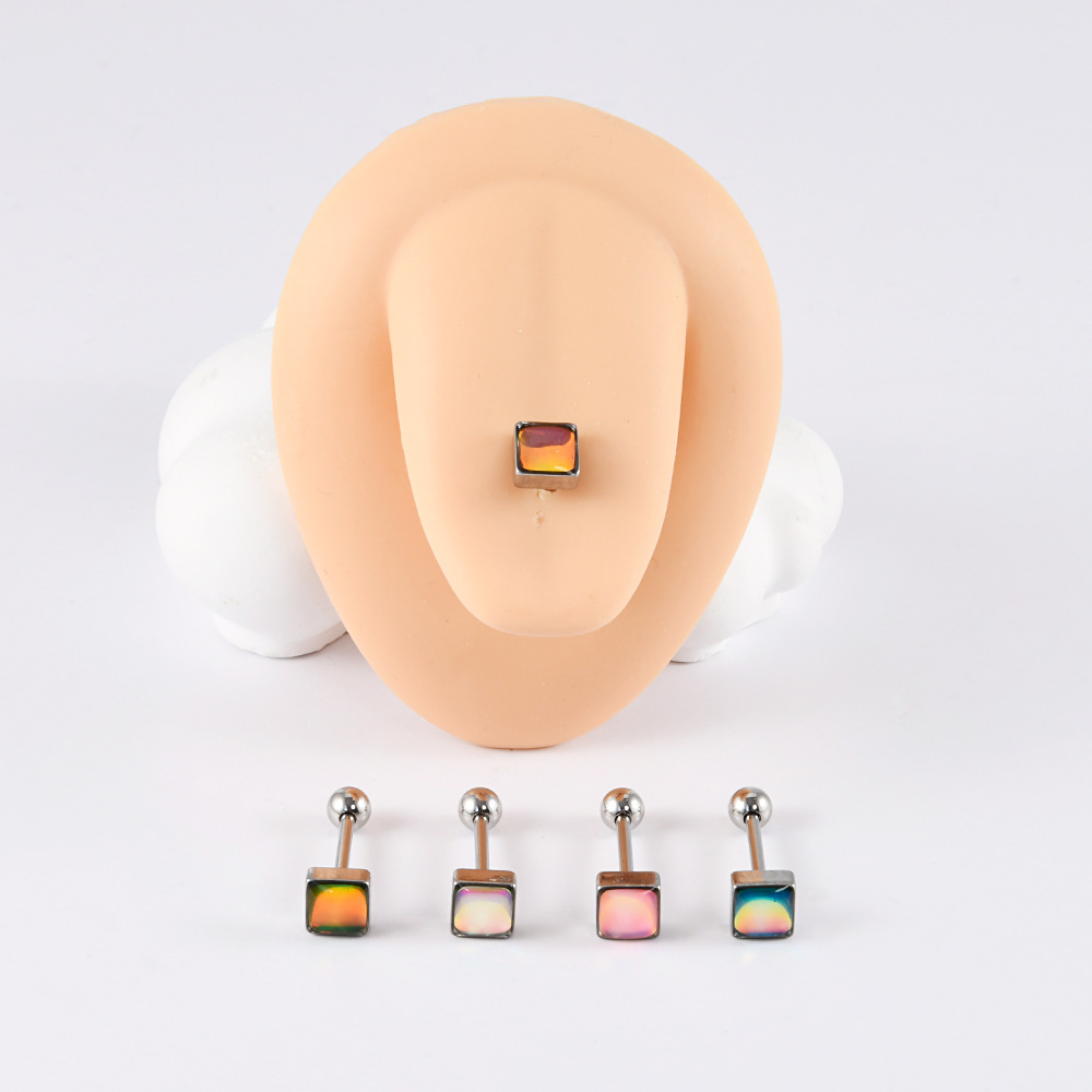 1 Piece 304 Stainless Steel Hip-Hop Cool Style Triangle Geometric Water Droplets Enamel Tongue Rings display picture 6