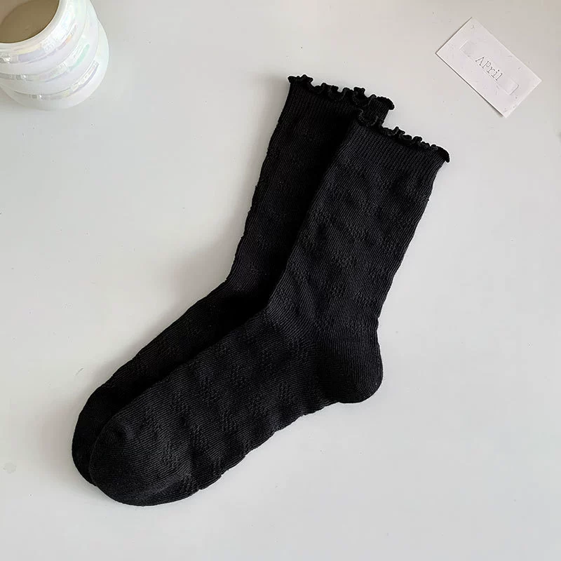 Summer breathable white spring knee socks, mid-length