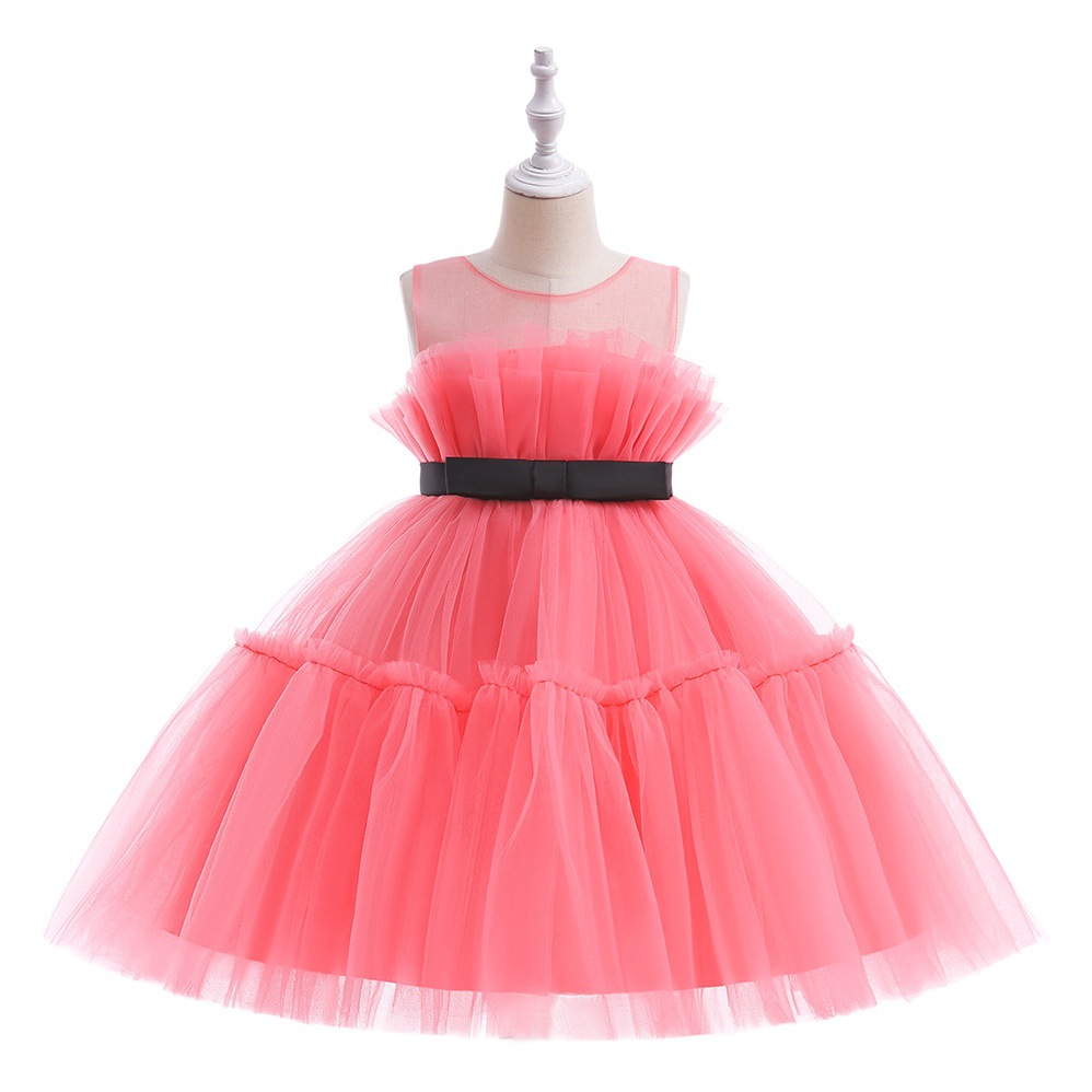 Amazon vestido de los niños pasarela elegante mullido hilo pastel vestido de piano de las mujeres vestido de noche