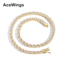 欧美嘻哈正反三角形菱形网球链女 外贸爆款新款 混搭叠戴锆石项链