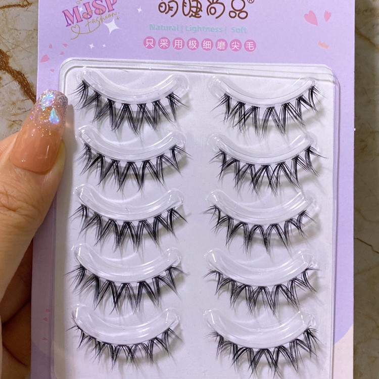 Pestañas bonitas cuidadosamente seleccionadas, tallos finos aireados, pestañas postizas de maquillaje tailandés mezcladas, pestañas de tallos finos transparentes aireadas naturales MJ07