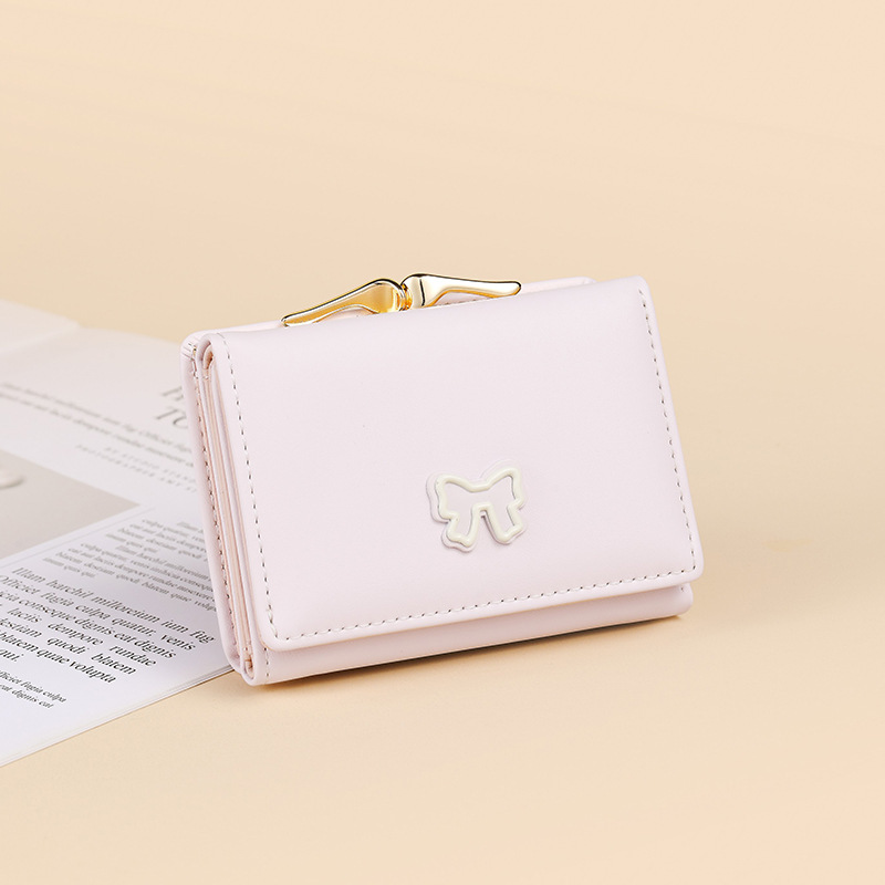 Cartera corta para mujeres, bolso de tarjetas para estudiantes, bolso de cambio pequeño y fresco, cartera de color macarón, más tarjetas.