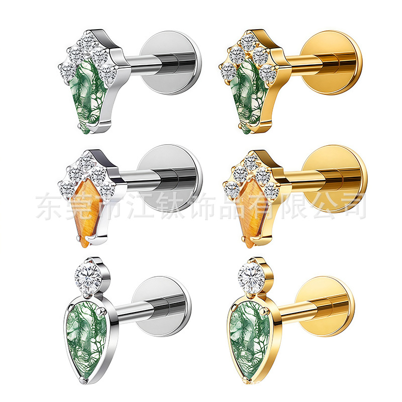 Pointed titanium steel lip stud product view