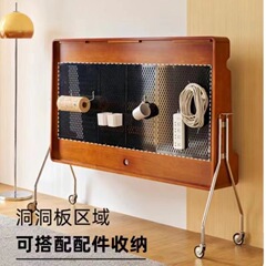 移動可能テレビスタンド復古小戸型寝室家庭用ネット赤客間実木テレビ盤中古風