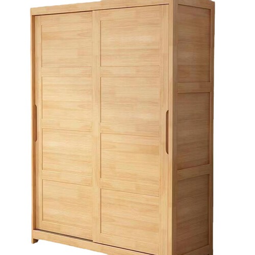 Nordic solid wood sliding door wardrobe with top cabinet modern minimalist solid wood style bedroom sliding door coat closet sliding door cabinet