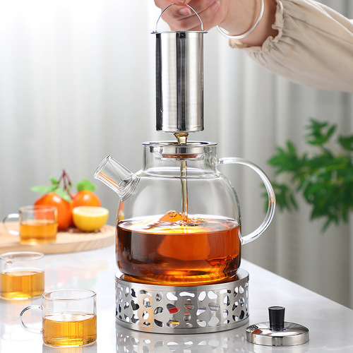 Glass Cold Water Kettle Set: Fire-Heatable, Large-Capacity, Filtered, Thickened Design—Perfect for Cold Water, Juices, or Tea-Making, Complete with a Bamboo Lid