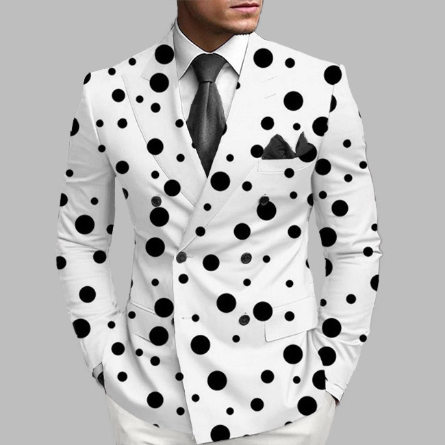 New Foreign Trade Men's Printed Suit Jacket with Side Slits, Urban Fashion Slim-Fit Casual Small Suit