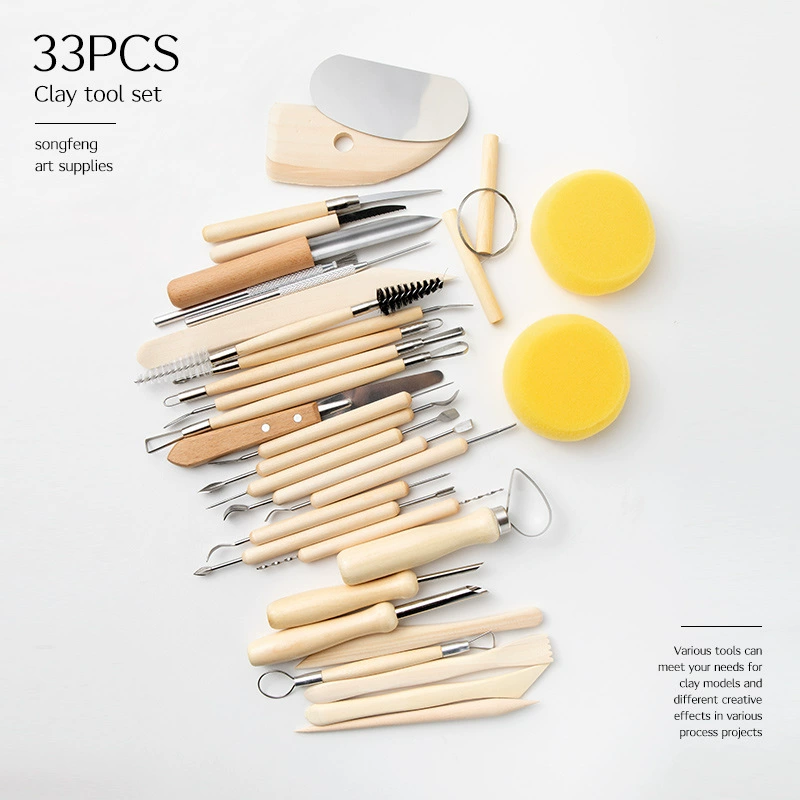 (Cross-border trading), ceramics, set, carved clay, hole puncher, 33 pieces