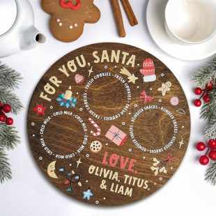 TEMU Hot Selling Christmas Wall Decorations Hanging Ornaments American Country Board Painting 2025 Cross-border New Round Wooden Plate