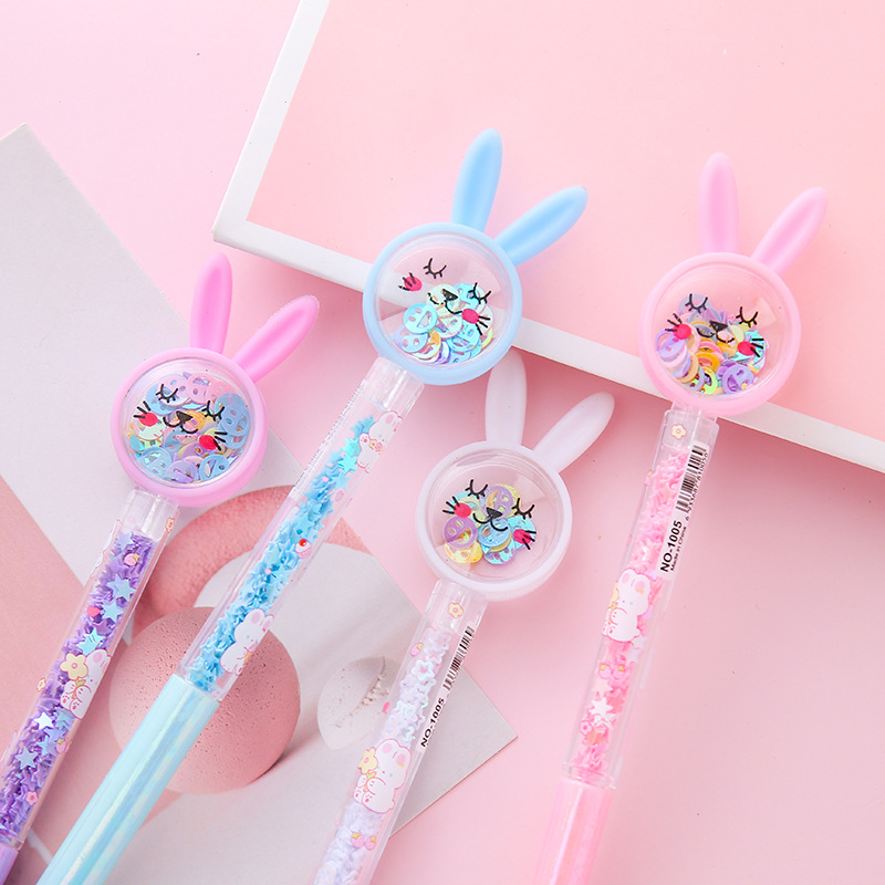 Bolígrafo de góner de arenas movedizas de conejo, herramienta de escritura para estudiantes de dibujos animados, bolígrafo de agua, bolígrafo de firma de oficina de alto valor al por mayor