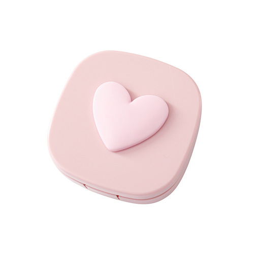 Macaron color square love contact lens case, contact lens storage box, portable mirror, contact lens companion box
