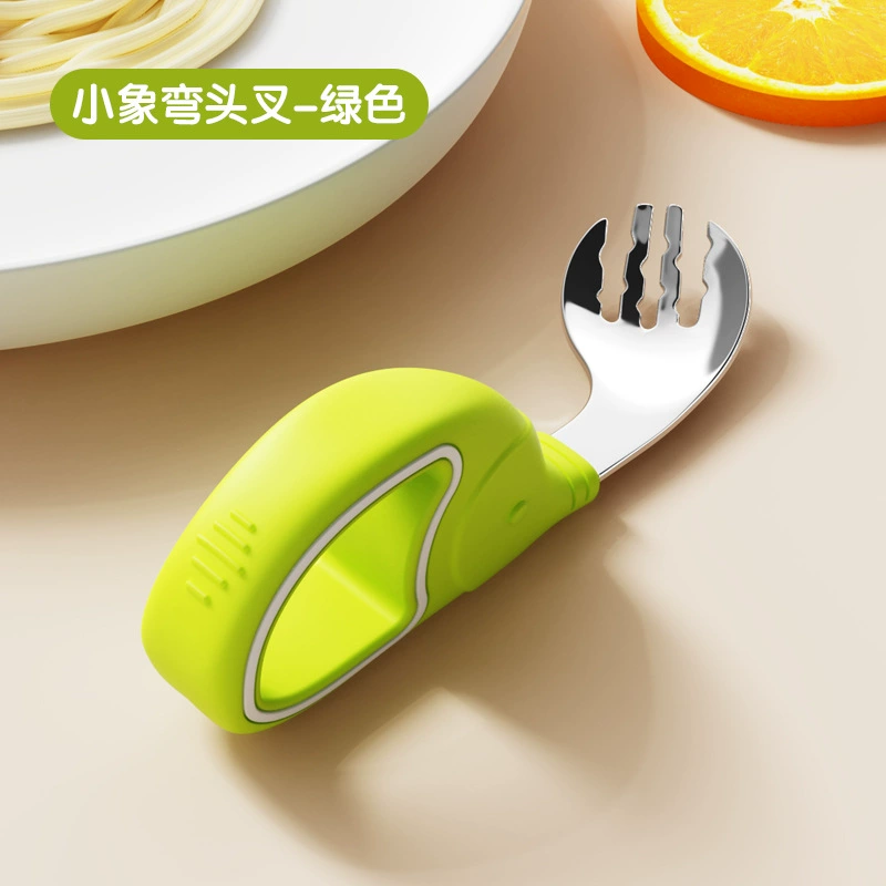 Children's spoon stainless steel, ring, set, silicone tableware for training for feeding