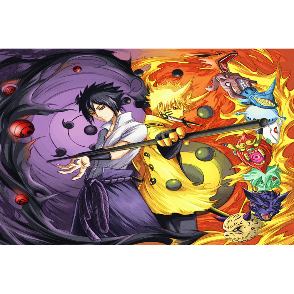 Pintura de Diamantes DIY al por Mayor, Diseño de Anime Naruto, Decoración para Sala de Estar, Pintura Adhesiva de Diamantes para Colgar en la Pared, Bordado de Diamantes Simple Hecho a Mano