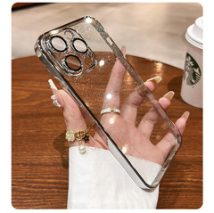 適用蘋果15promax手機殼新款iphone14電鍍細閃全包13鏡頭膜12男女