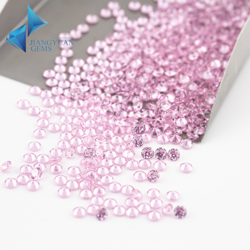 0.8~15mm Wuzhou Factory Pink Gemstone Loose Stones Wholesale Round Colored Zircon Artificial Gemstones Semi-Precious Stones