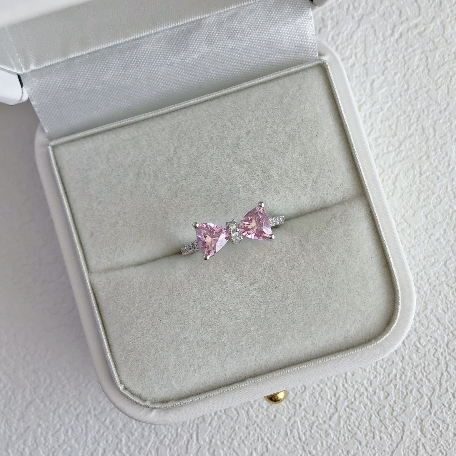 5g Weight Zircon Inlay Material Rings Classification 6, 7, 9 Ring Size 1 Piece Quantity Holiday, Daily Occasion 925 Sterling Silver Material Heart Shape, Bow Knot Pattern Women's Gender Plating, Inlay Design Sweet, Shiny Style 925 Sterling Silver Zircon Heart Shape Bow Knot Rings 14