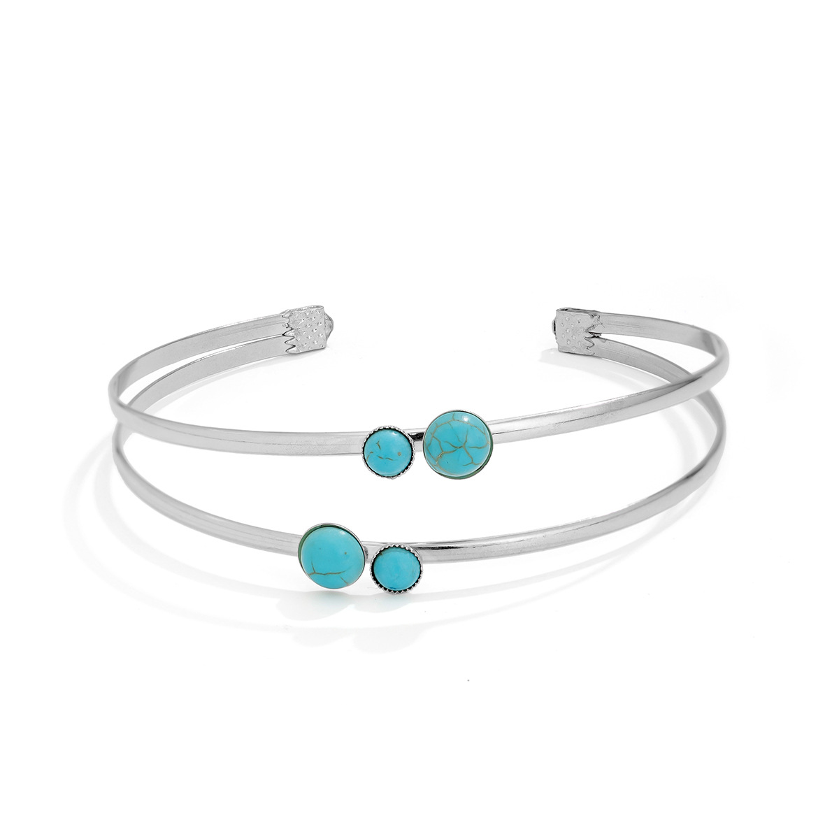 Wholesale Jewelry Simple Style Geometric Iron December Birthstone Turquoise Inlay Arm Bracelet display picture 37