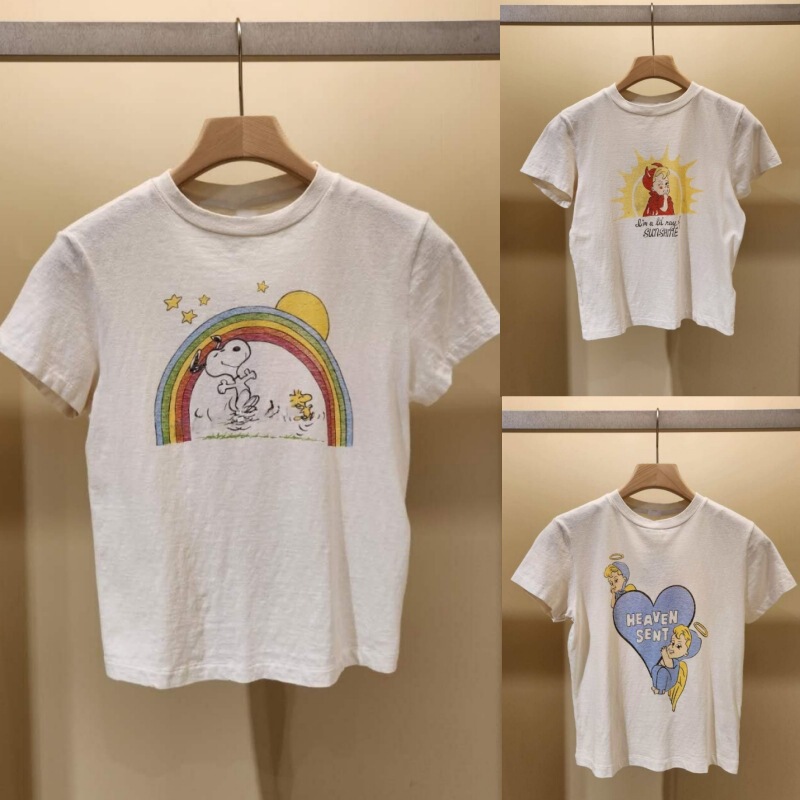 In-Stock Cross-Border Summer New Korean-Style Printed Snowflake Cotton Short-Sleeve T-Shirt, Loose Round-Neck Ins Blogger Street Style Top