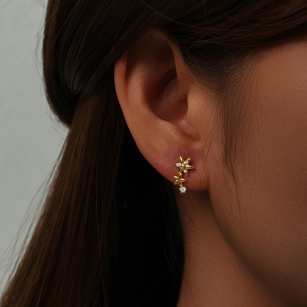 9g Weight 925 Sterling Silver Ear Needle Material Ear Studs Classification 1 Pair Quantity Daily, Date Occasion 925 Sterling Silver Material Star, Moon Pattern Women's Gender Plating Design Elegant Style 1 Pair 925 Sterling Silver Star Moon Ear Studs 3
