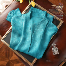 新中式外贸出口法国意大利女装新高端仿桑蚕丝V领上衣女长袖衬衫