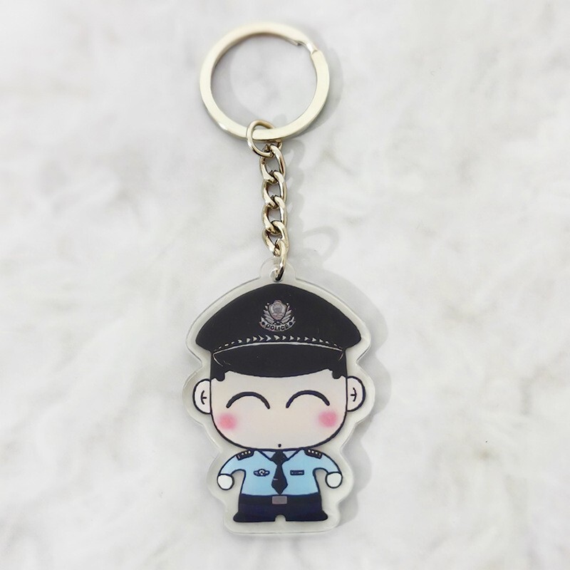 Acrylic Cartoon Police Keychain Anti-Fraud Promotional Pendant Small Gift Public Security Creative Backpack Decoration