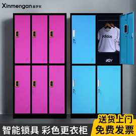 彩色更衣柜员工柜游乐场浴室健身房存衣柜带锁储物柜家用铁皮衣柜