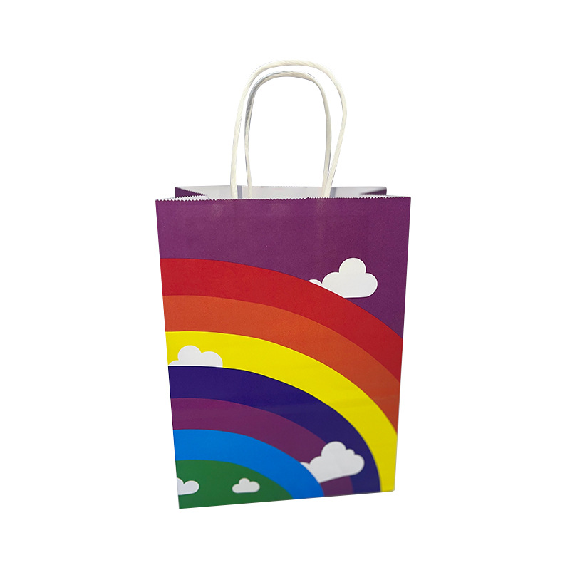Transfronterizo Nuevo Arco Iris bolsa de embalaje de papel Kraft tuerca snack regalo embalaje bolsa de papel leche té ropa regalo portátil