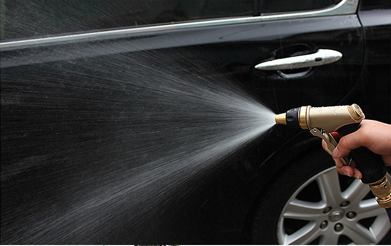 Household High-Pressure Car Wash Water Gun, Tap Water Watering Tool, Explosion-Proof, Frost-Resistant, Telescopic Hose, Soft Hose, Copper Set