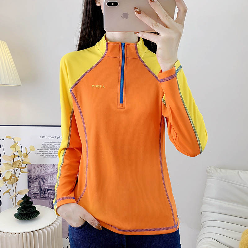 Quick-Drying Long-Sleeved T-Shirt for Women Spring & Fall New Outdoor Mountaineering and Cycling Sports Moisture-Absorbent Breathable Bottoming Shirt Quick-Drying Shirt