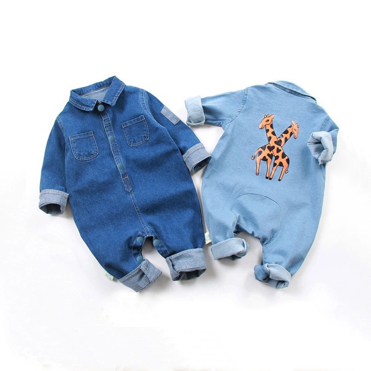 0-2 spring and autumn cowboy baby one-piece garment men and women go out baby Romper Long sleeve Climb clothes