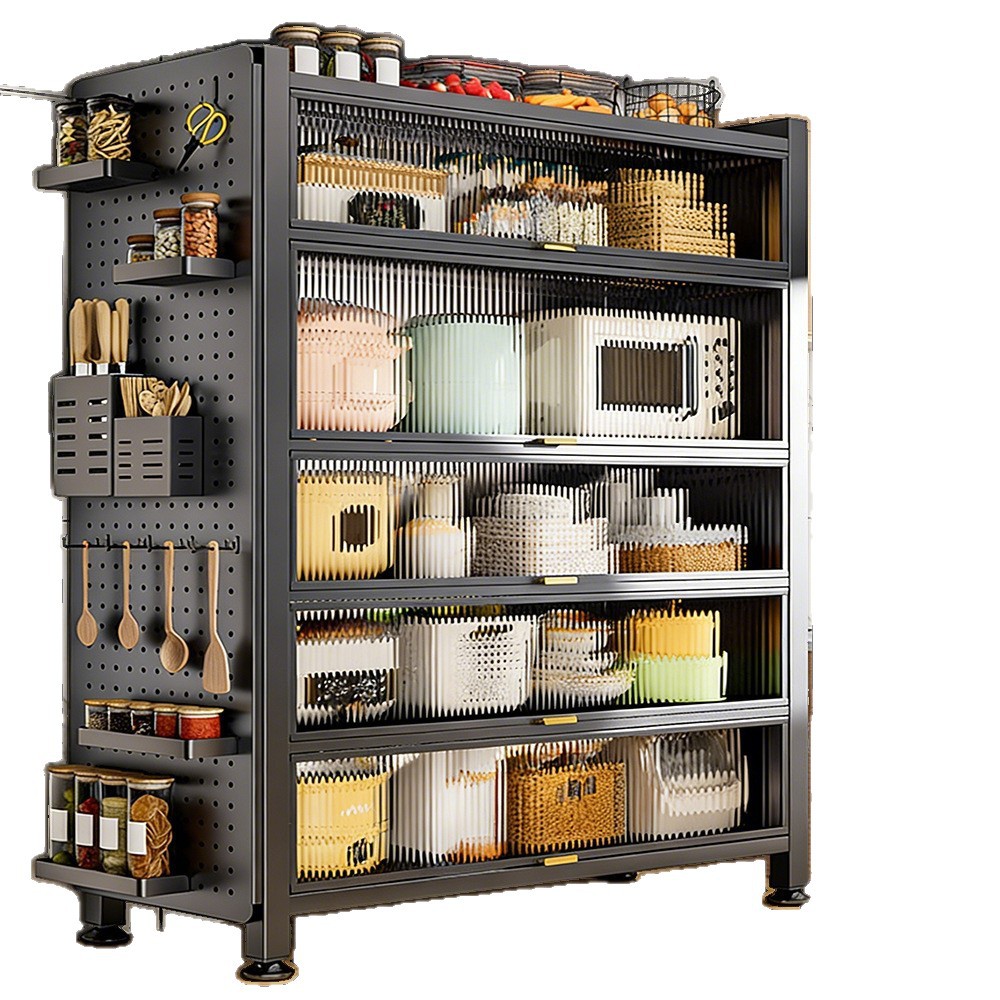 gabinete de almacenamiento de cocina a prueba de polvo gabinete de comedor de almacenamiento de gran capacidad grueso estante de almacenamiento multicapa multifuncional horno de microondas