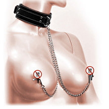 刺激情趣頸圈乳夾子快樂器具SM女用品自慰自縛金屬乳頭夾鏈條項圈