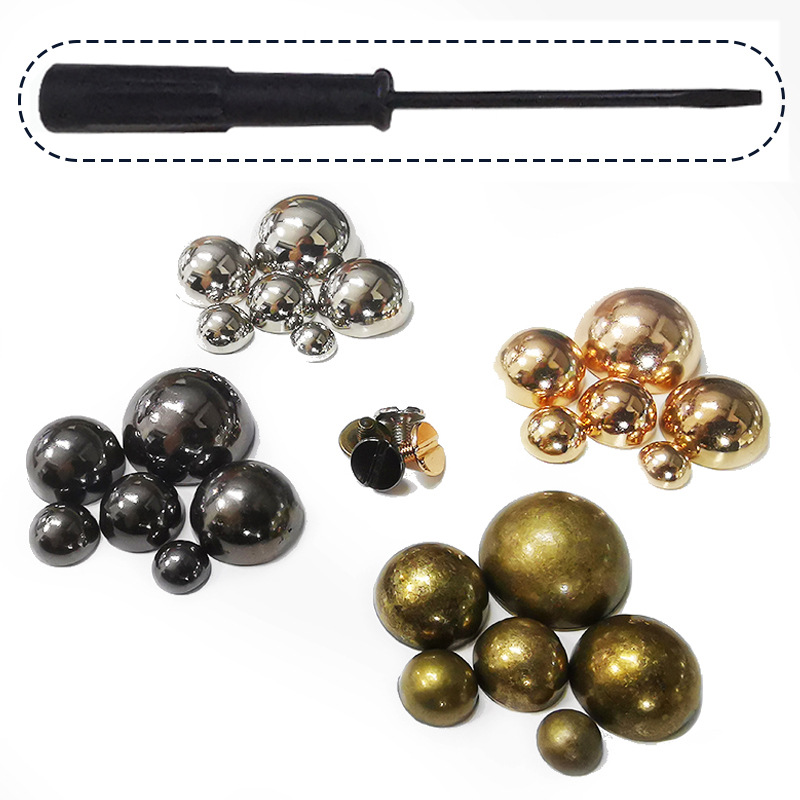 Falda de cuero decorativo remache redondo accesorios de setas abrigo de cuero no-óxido galvanoplastia semicírculo tornillo accesorios bolsa base