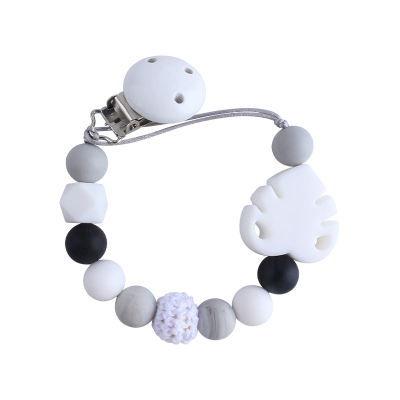 Bebé suministros DIY creativo Hemu chupete clip bebé calmante hoja de silicona molar juguete mordedor chupete cadena