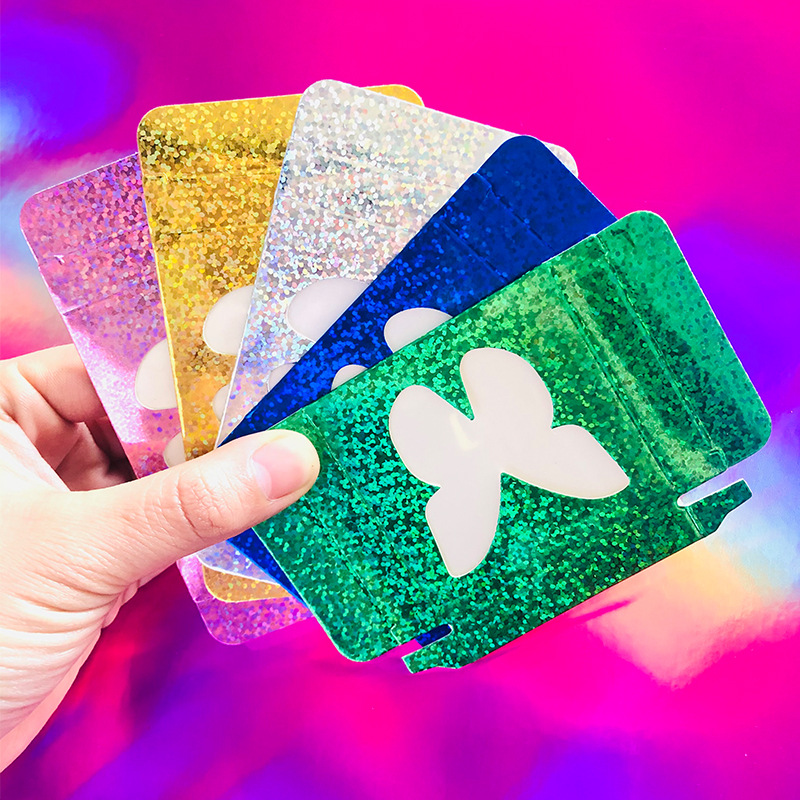 现货彩色睫毛卡纸盒 通用睫毛盒子 现货多款可选 镭射盒子大托