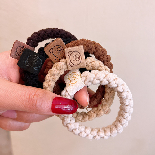 Small rubber band, plush ball head, small intestine hair ring, simple rubber band, women's hair tie, high elastic bear, versatile headband