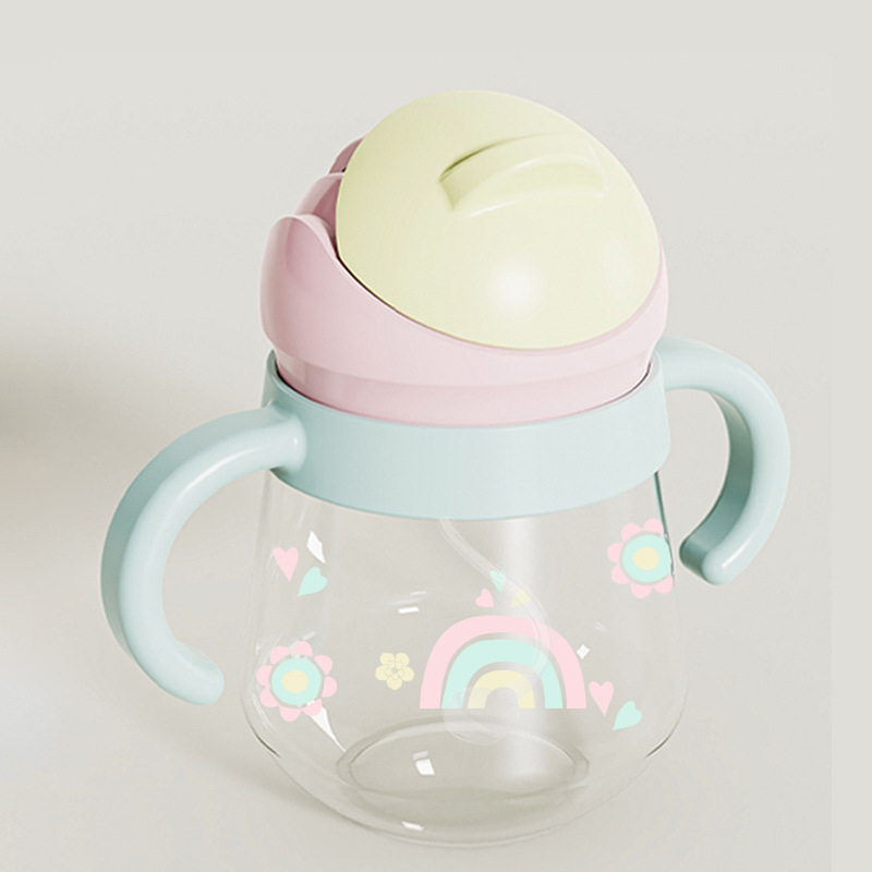 Taza para beber con pajita Tritan, para niños, botella de agua para bebés, suministros para madres e hijos, al por mayor
