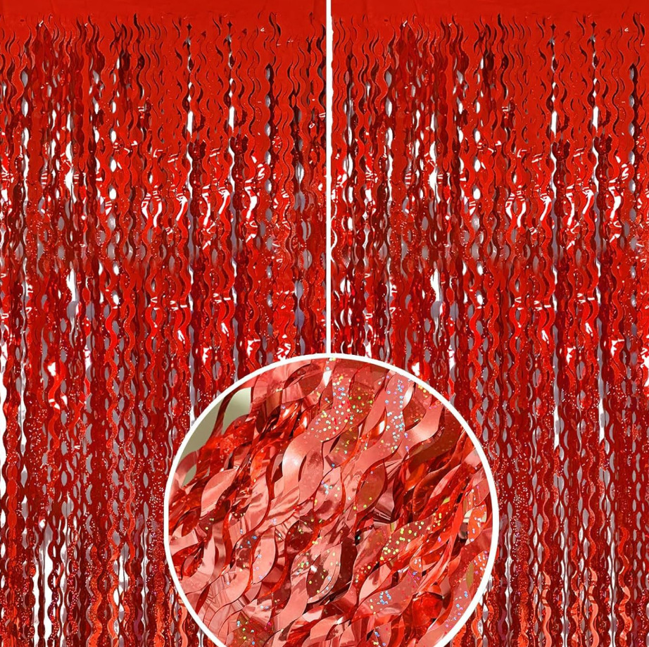 Nuevo cimitarra láser transfronteriza cortina de seda de lluvia cortina de seda de lluvia ondulada decoración de fondo fiesta de cumpleaños fotografía decoración de escena