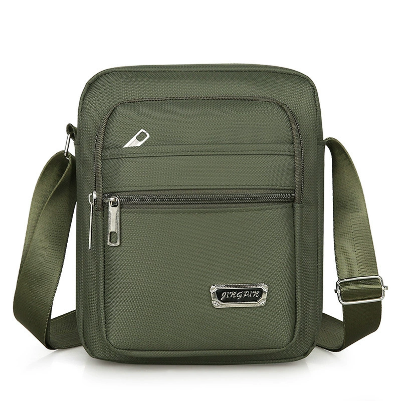 Мужская сумка через плечо с одной длинной ручкой, хлопок оксфорд, компактный дизайн 3 молнии, ручной перенос