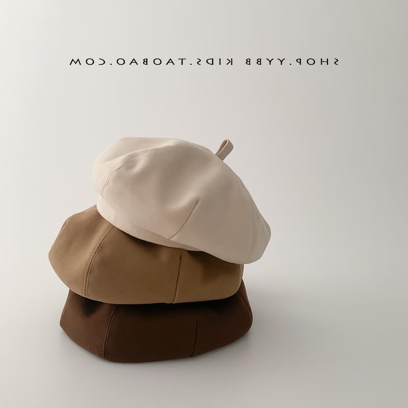 Children's beret spring and autumn girls' octagonal hat Japanese Harajuku style pumpkin hat winter baby painter hat trendy