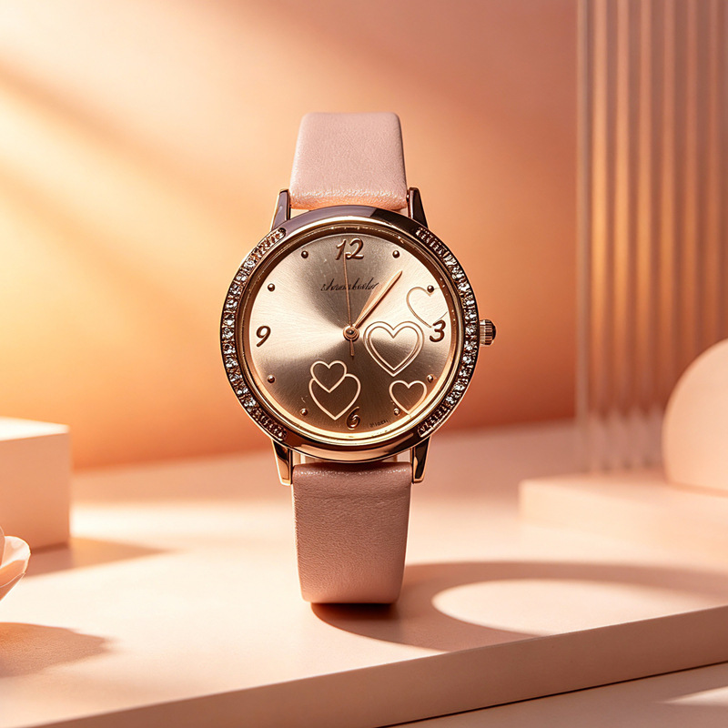 New Diamond-embedded love women's watch fashion trendy belt quartz watch women's light luxury niche watch watch New Diamond-embedded love women's watch fashion trendy belt quartz watch women's light luxury niche watch watch