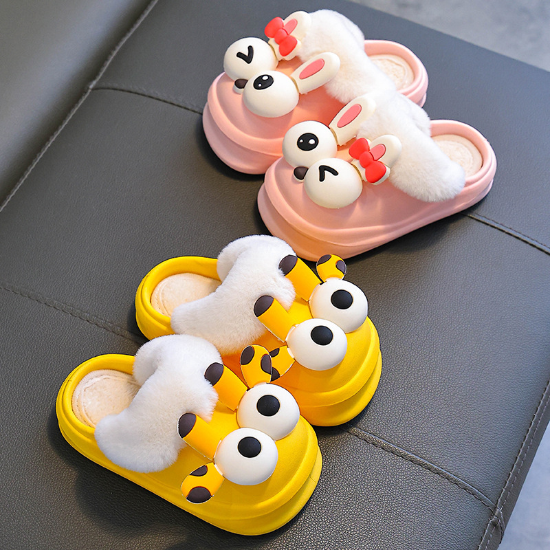 Zapatillas de algodón para niños de invierno, niños y niñas, zapatillas de algodón cálidas y impermeables para niños pequeños y medianos, bolsas de bebé en casa, zapatillas de algodón