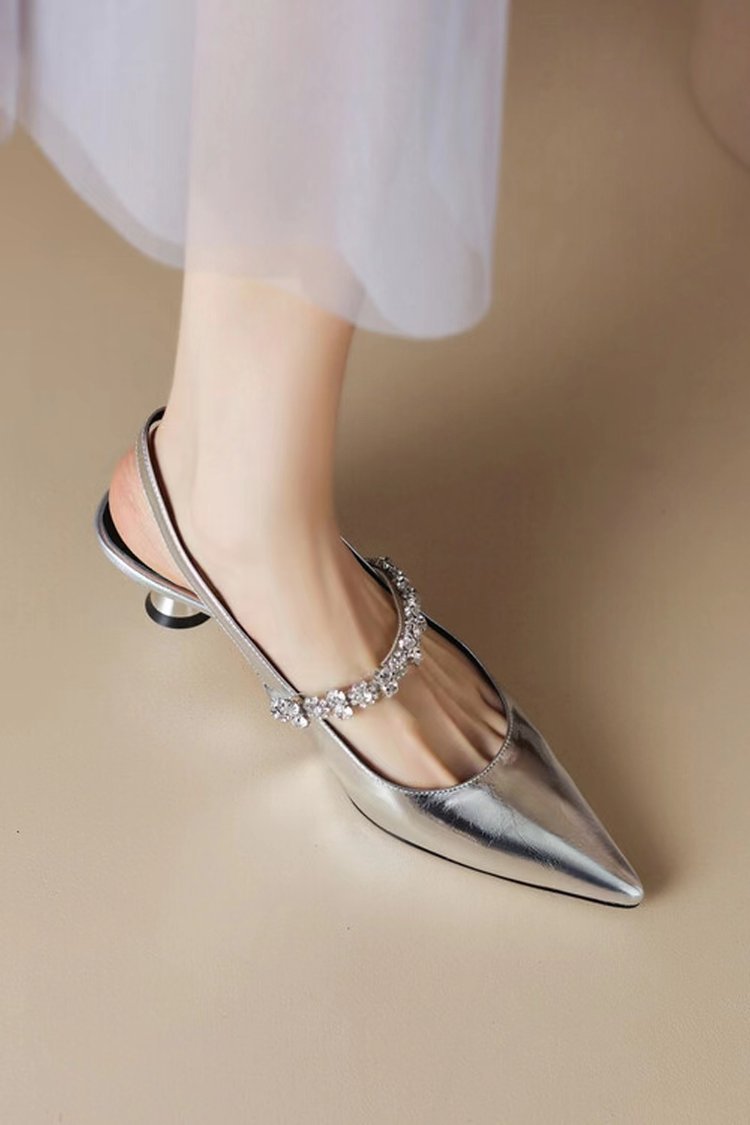 Eleganti sandali donna con strass punta affusolata in pelle_voghion.com