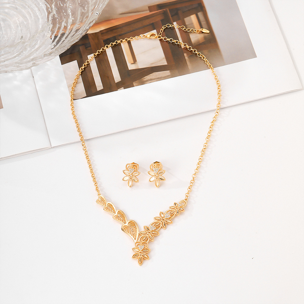 Europa y América opciones transfronterizas collares joyas juegos de joyas de mujer collares de orejas de bronce joyas de moda de Oriente Medio image 4