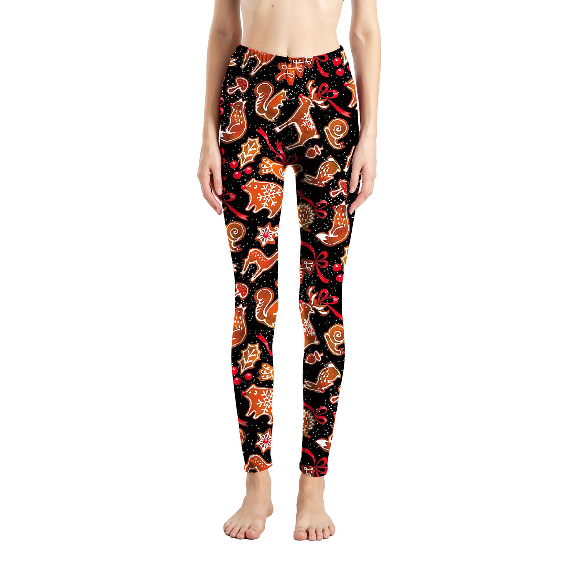 182g Weight Ankle-Length Pants Length Spandex, Polyester Fabric Type High Waist Waist Line Leggings Pants Type Stretchy Elasticity Daily Occasion Breathable Function Skinny Fit Type Christmas Festival Snowflake Pattern Winter, Autumn Season Women'S Gender Simple Style Style Women'S Daily Simple Style Snowflake Ankle-Length Leggings 55