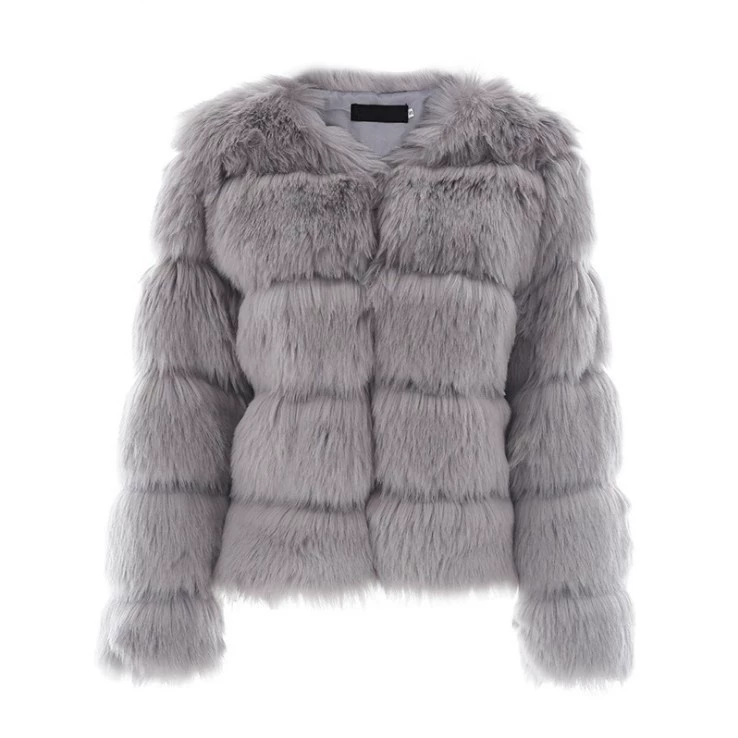 Шуба из искусственного меха лисы в европейско-американском стиле, женская короткая длинно-рукавая шуба