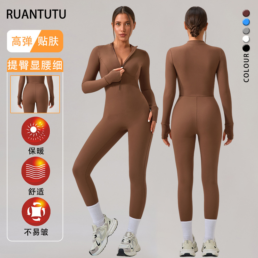 Cross-border europeas y estadounidenses trajes de ejercicios de entrenamiento de Pilates larga trajes de yoga estadounidenses de manga larga