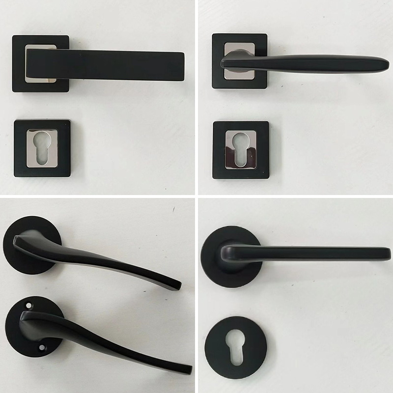 Split cerradura interior del hogar Universal negro dormitorio mudo manija de la puerta de madera grande 58 cerradura cuerpo cerradura de la puerta
